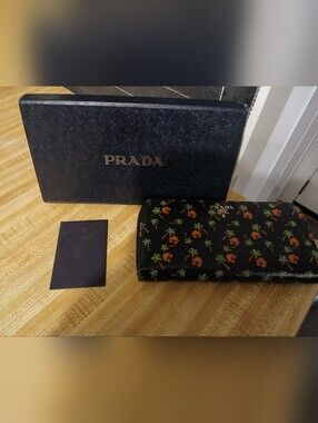 PRADA EUC Very Rare Palm Tree Full Zip Around Wallet- FULL INCLUSION
